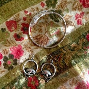 Vintage Kabana dolphin bracelet and earrings